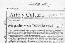 Mi padre y su "Sueldo vital"  [artículo] Carlos León Pezoa.