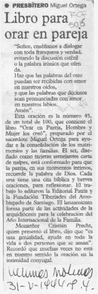 Libro para orar en pareja  [artículo].