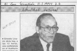 Conferencia ofrece hoy Ernesto Livacic  [artículo].