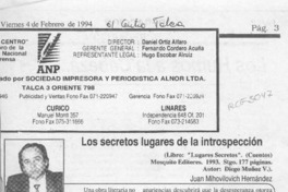 Los secretos lugares de la introspección  [artículo] Juan Mihovilovic Hernández.