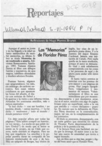 Las "Memorias" de Floridor Pérez  [artículo] Hugo Montes Brunet.