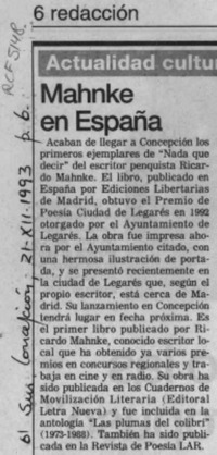 Mahnke en España  [artículo].