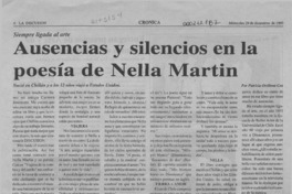 Ausencias y silencios en la poesía de Nella Martin  [artículo] Patricia Orellana Cea.