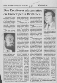 Dos escritores atacameños en Enciclopedia Británica  [artículo].