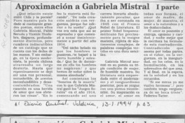 Aproximación a Gabriela Mistral  [artículo] Federico Tatter.