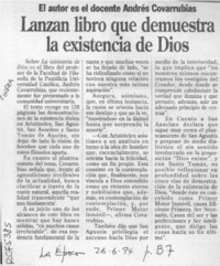 Lanzan libro que demuestra la existencia de Dios  [artículo].
