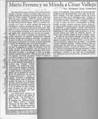 Mario Ferrero y su mirada a César Vallejo  [artículo] Wellington Rojas Valdebenito.