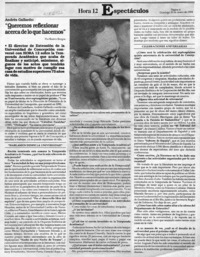 "Queremos reflexionar acerca de lo que hacemos"  [artículo] Beatriz Burgos.