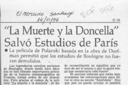 "La Muerte y la doncella" salvó estudios de París  [artículo].