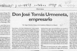 Don José Tomás Urmeneta, empresario  [artículo] Sergio Martínez Baeza.