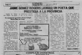 Jaime Gómez Rogers (Jonás) un poeta que prestigia a la provincia  [artículo].