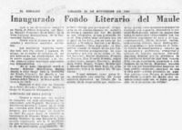 Inaugurado Fondo Literario del Maule  [artículo].