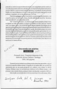 Una novela con aciertos  [artículo] Camilo Marks.