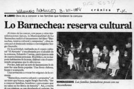 Lo Barnechea, reserva cultural  [artículo].