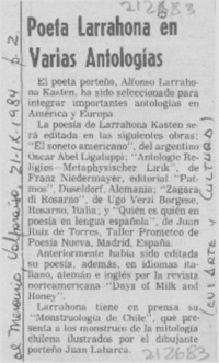 Poeta Larrahona en varias antologías