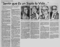 "Sentir que es un soplo la vida"