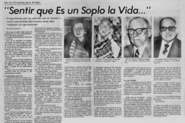 "Sentir que es un soplo la vida"