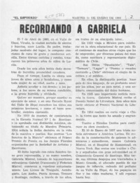 Recordando a Gabriela  [artículo].