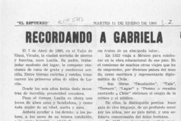 Recordando a Gabriela  [artículo].