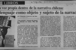 El lenguaje como objeto y sujeto de la narración  [artículo] Eduardo Guerrero del Río.