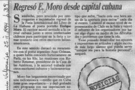 Regresó E. Moro desde capital cubana  [artículo].
