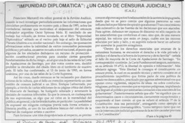 "Impunidad diplomática", un caso de censura judicial?  [artículo] C. A. Z.