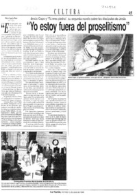 "Yo estoy fuera del proselitismo"  [artículo] María Eugenia Meza.