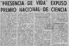 "Presencia de vida" expuso Premio Nacional de Ciencia