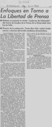 Enfoques en torno a la libertad de prensa