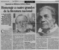 Homenaje a cuatro grandes de la literatura nacional