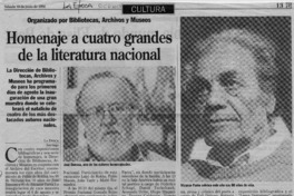 Homenaje a cuatro grandes de la literatura nacional