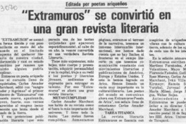 "Extramuros" se convirtió en una gran revista literaria