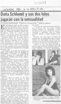 Doña Schlomit y sus dos lolos jugarán con la sensualidad