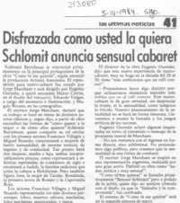 Disfrazada como usted la quiera Schlomit anuncia sensual cabaret