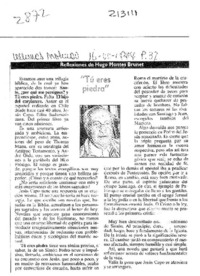 "Tú eres piedra"  [artículo] Hugo Montes Brunet.