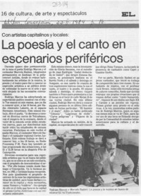 La Poesía y el canto en escenarios periféricos