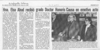 Hna. Elsa Abud recibió grado Doctor Honoris Causa en emotivo acto  [artículo].