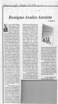 Benigno Avalos Ansieta  [artículo] F. Medina C.