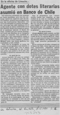 Agente con dotes literarias asumió en Banco de Chile