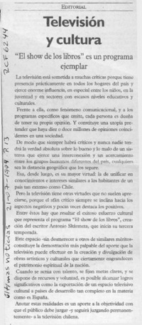 Televisión y cultura  [artículo].