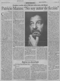 Patricio Manns, "No soy autor de ficción"  [artículo] Jazmín Lolas.