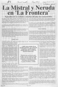 La Mistral y Neruda en "La Frontera"  [artículo].