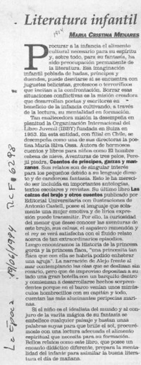 Literatura infantil  [artículo] María Cristina Menares.
