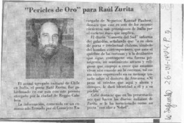 "Pericles de oro" para Raúl Zurita  [artículo].
