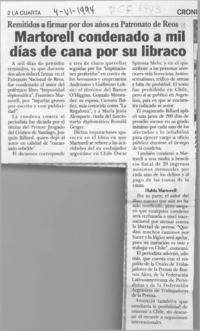 Martorell condenado a mil días de cana por su libraco  [artículo].