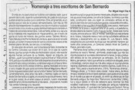Homenaje a tres escritores de San Bernardo  [artículo] Miguel Angel Díaz A.