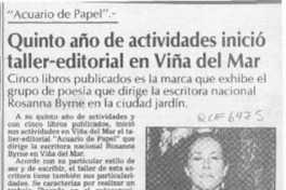 Quinto año de actividades inició taller-editorial en Viña del Mar  [artículo].