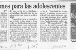 Reflexiones para las adolescentes  [artículo] R. V.