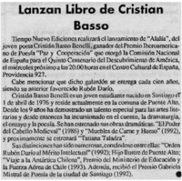 Lanzan libro de Cristián Basso Benelli