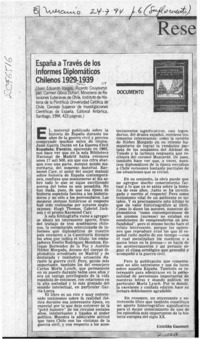España a través de los informes diplomáticos chilenos 1929-1939  [artículo] Critián Gazmuri.